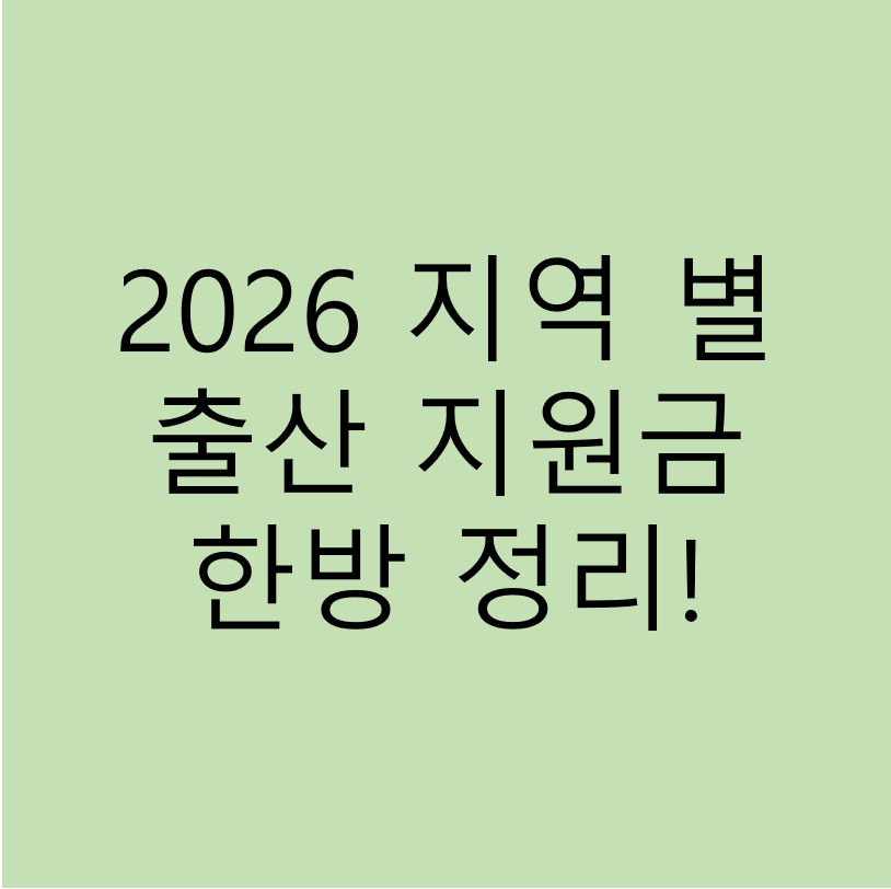 지역 별 출산 지원금2026
